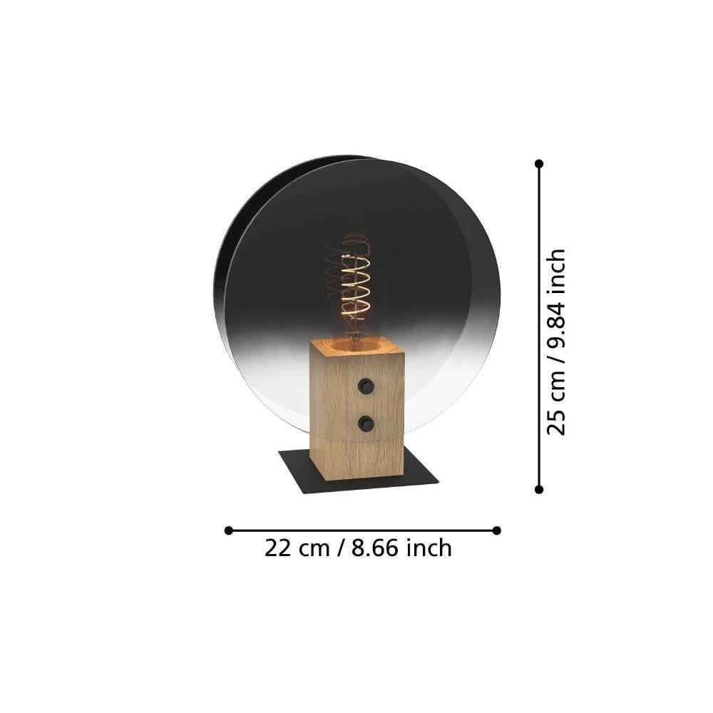 Eglo 390143 "MILLENA" 25 Cm Yüksekliğinde Çelik, Ahşap Masa Lambası