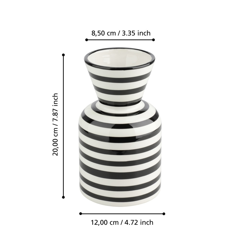 Eglo 421036 "YUZAWA" 20 Cm Yüksekliğinde Siyah Beyaz Seramik Vazo