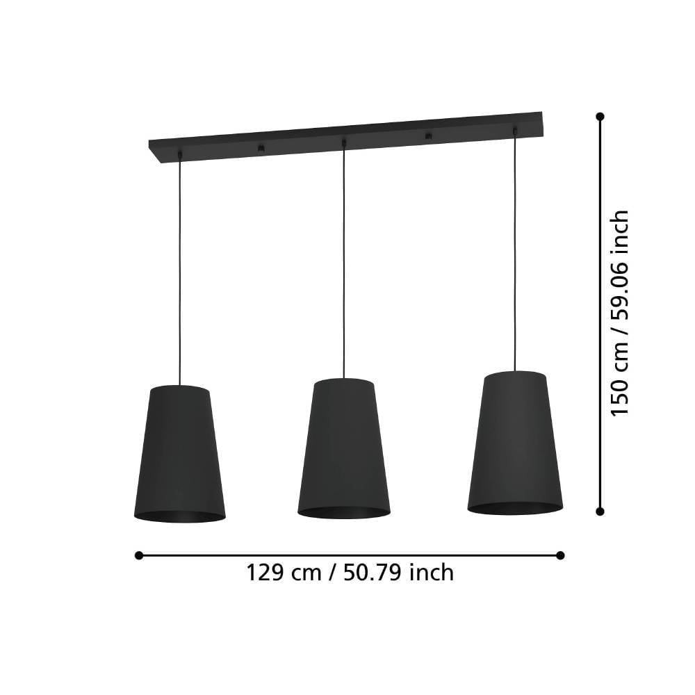 Eglo 390133 "PETROSA" 150 Cm Yüksekliğinde Çelik Siyah Sarkıt Avize