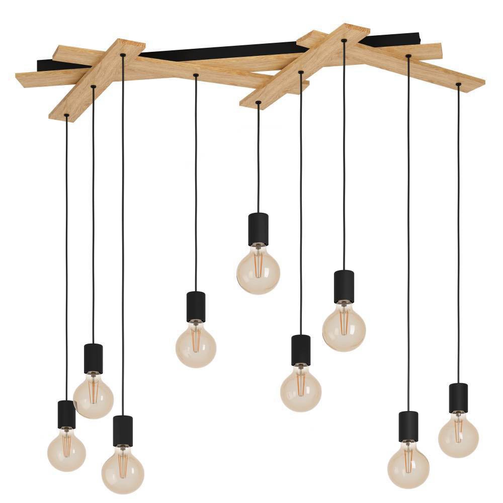 Eglo 43641 "MONMOUNT" 85 Cm Yüksekliğinde Çelik, Ahşap Sarkıt Avize
