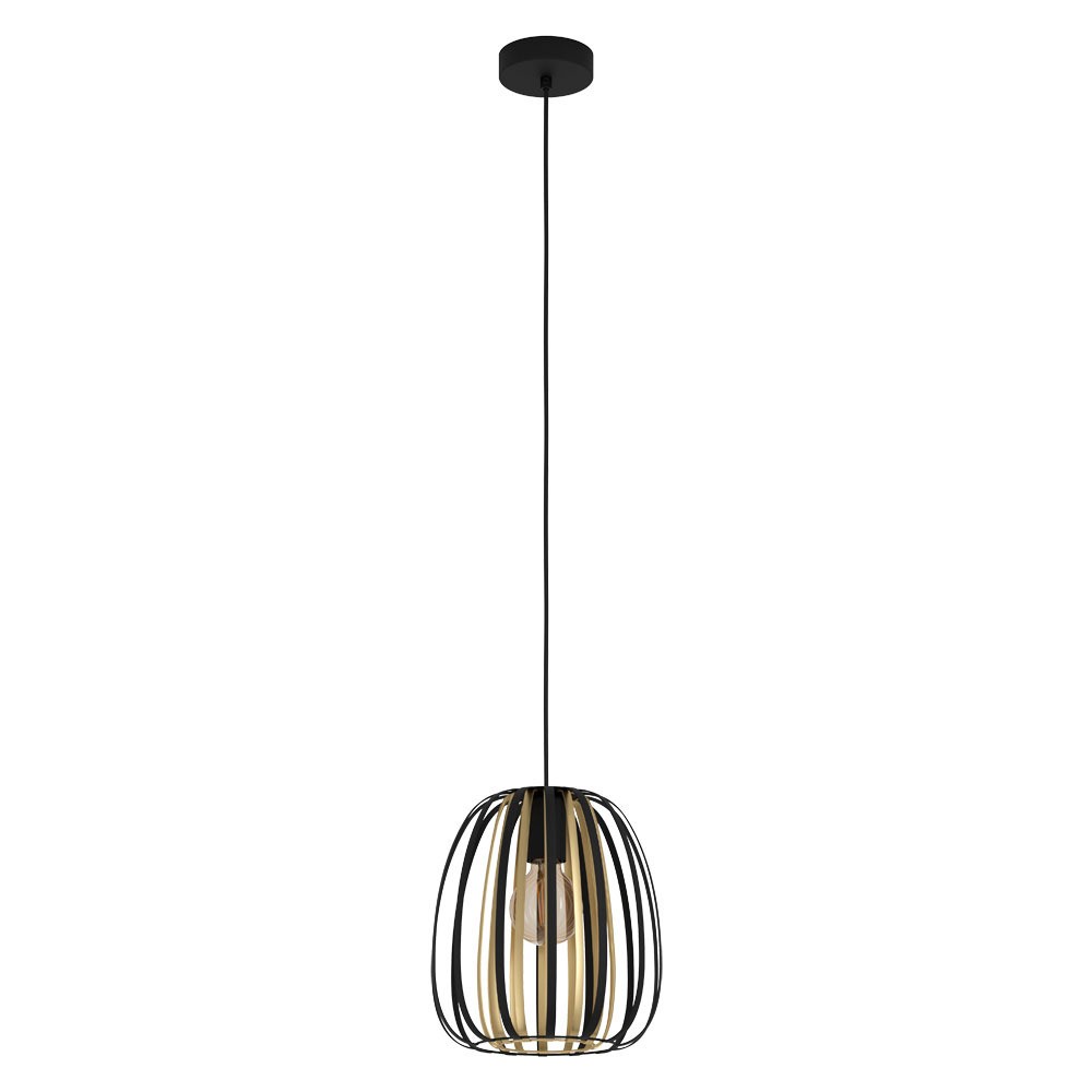 Eglo 99665 İç Mekan " Encınıtos " Siyah, Altın Renk Dökme Çelik Tekli Sarkıt Aydınlatması Ip20 E27 Max: 1X40W  Çap: 25,5 Cm