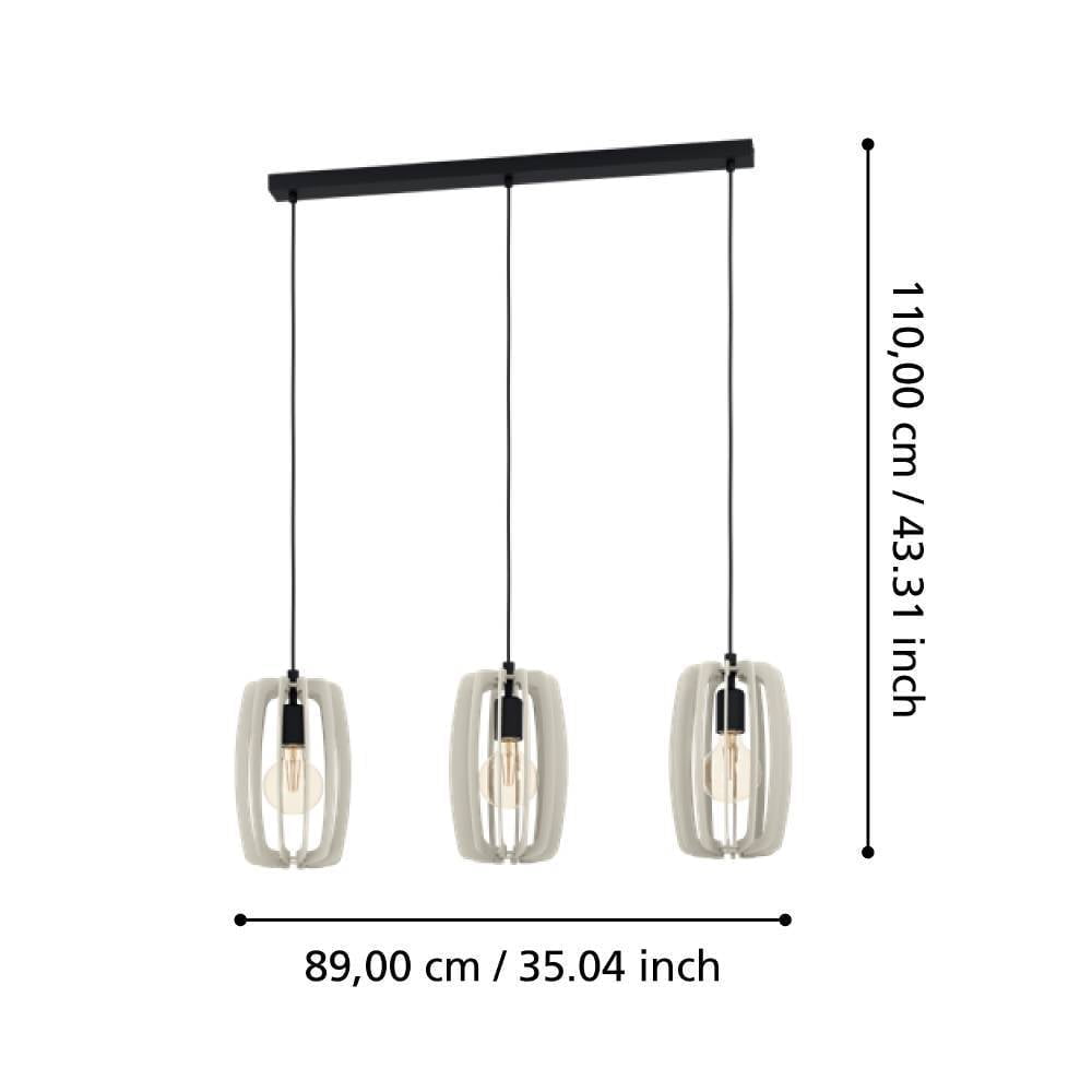Eglo 900503 "BAJAZZARA" 110 Cm Yüksekliğinde Çelik Siyah Sarkıt Avize