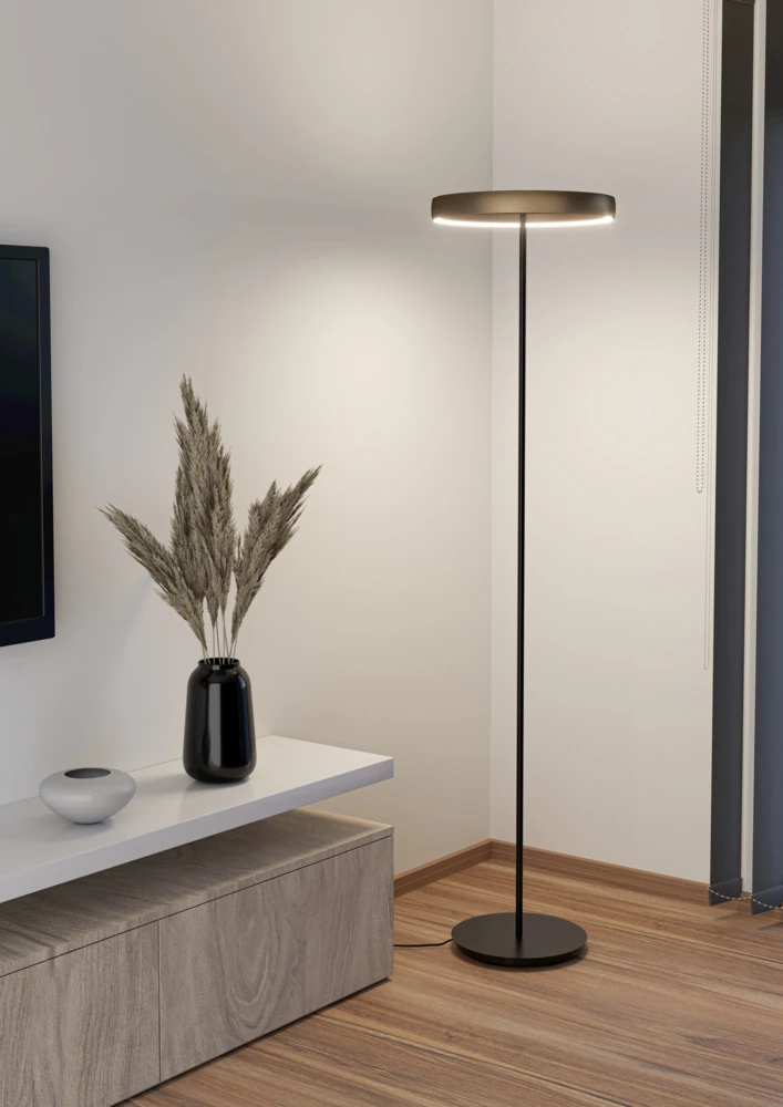 Eglo 390452 "TRABUCO" 175 Cm Yüksekliğinde Siyah Kahverengi Alüminyum. Çelik Köşe Lambası Lambader