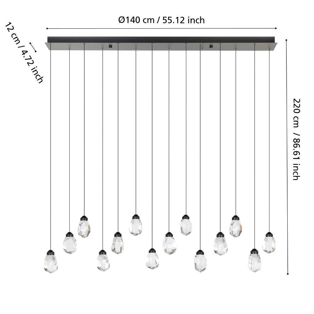Eglo 390414 "SINDICAT" 220 Cm Yüksekliğinde Çelik Siyah Sarkıt Avize