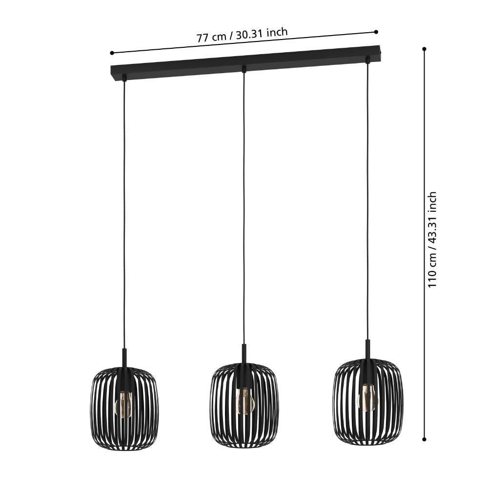 Eglo 900495 "ROMAZZINA" 110 Cm Yüksekliğinde Çelik Siyah Sarkıt Avize