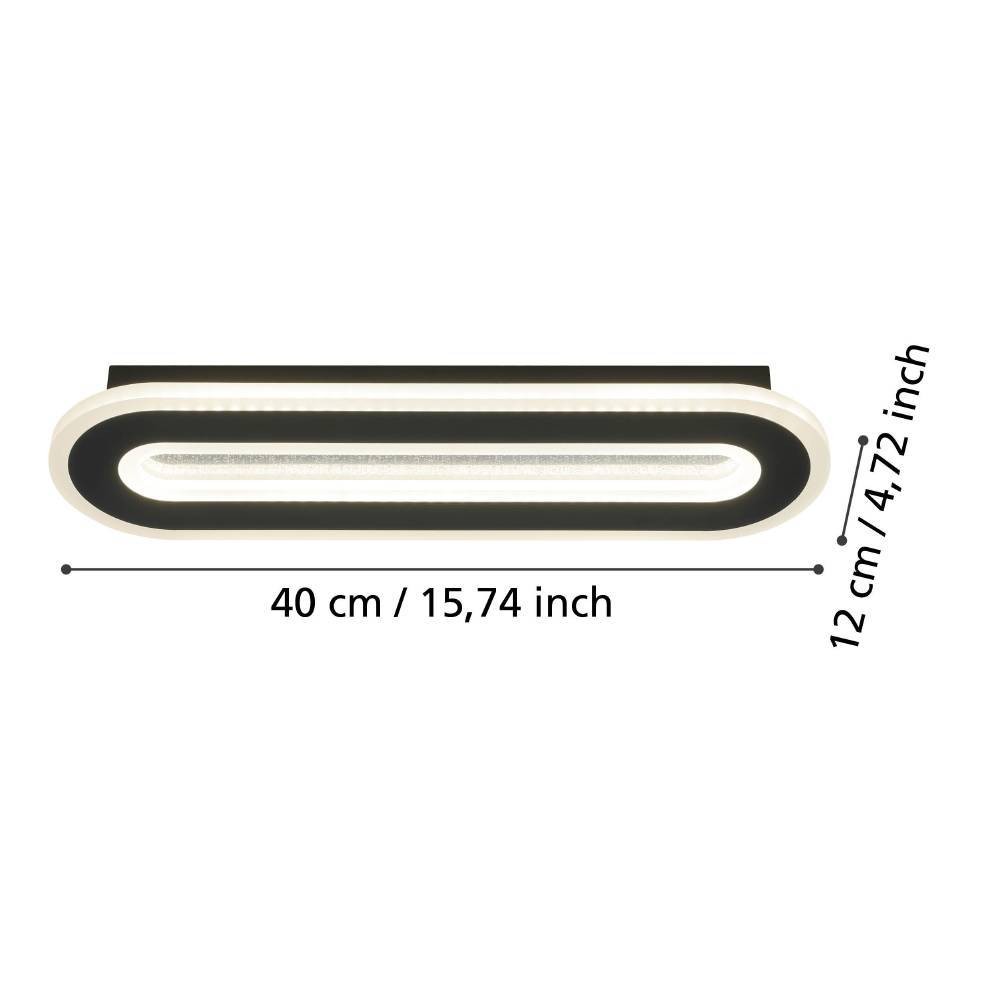 Eglo 901242 "MACCHIONI" 40 Cm Uzunluğunda Çelik, Plastik Siyah, Beyaz Duvar Tavan Armatürü