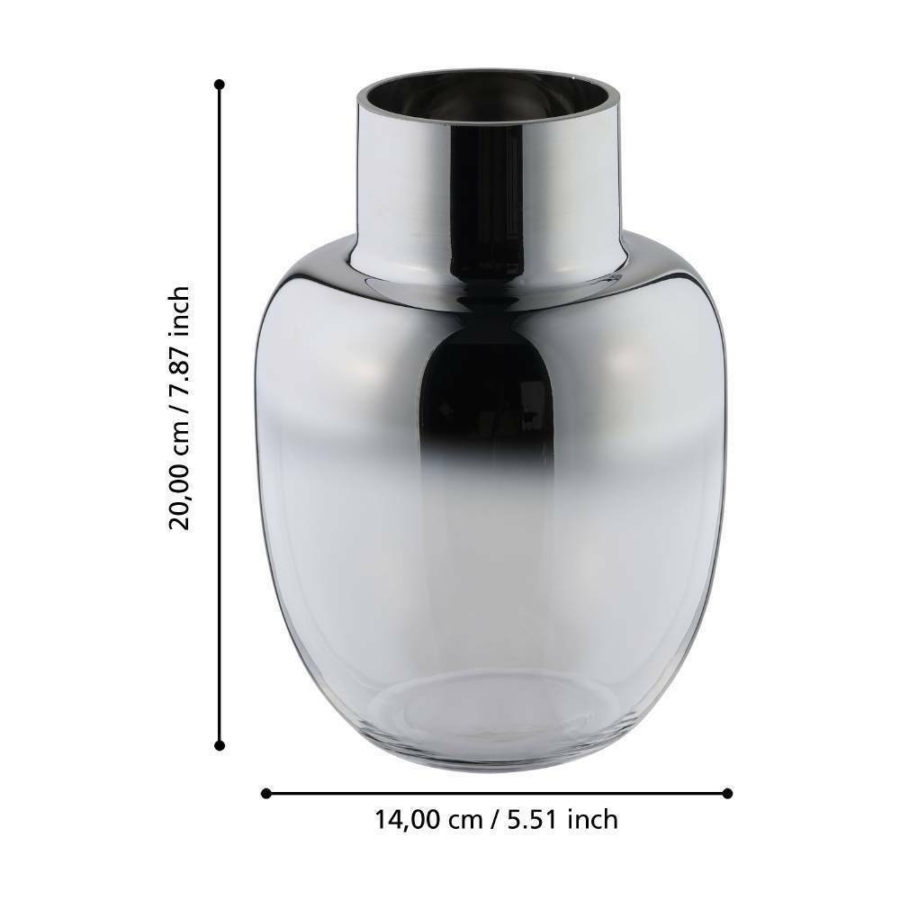 Eglo 421236 "SIRANANA" 20 Cm Yüksekliğinde Gümüş, Şeffaf Cam Vazo