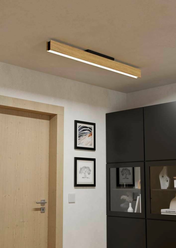 Eglo 900387 "ANCHORENA-Z" 123 Cm Uzunluğunda Ahşap, Çelik Kahverengi, Siyah Tavan Armatürü RGB
