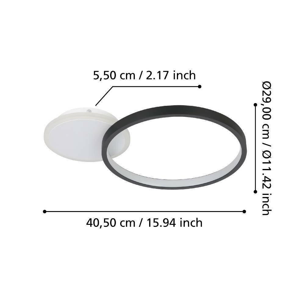 Eglo 900421 "GAFARES" 40,5 Cm Uzunluğunda Alüminyum, Çelik Siyah, Beyaz Tavan Armatürü