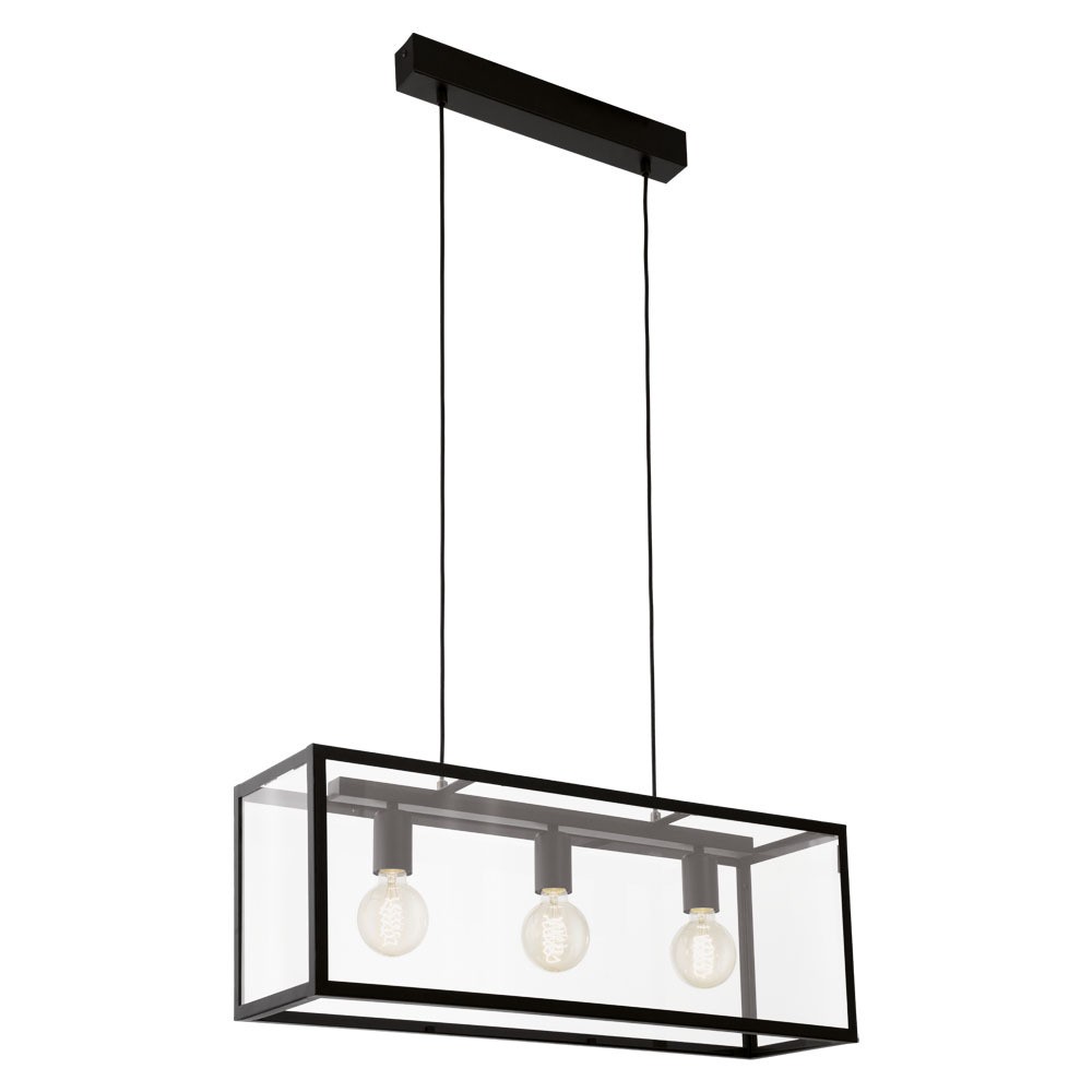 Eglo 49393 "CHARTERHOUSE" 110 Cm Yüksekliğinde Çelik Siyah Sarkıt Avize