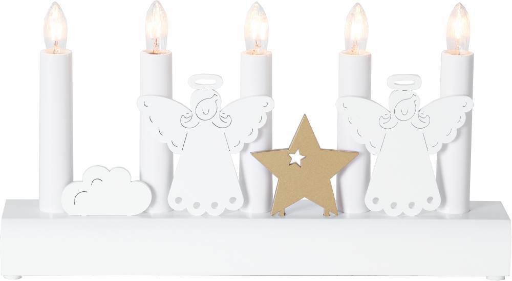 Eglo 410406 "JULIA" 5'Li Mum E10 Ahşap Beyaz Gold 15Cm Yüksekliğinde 28Cm Uzunluğunda Dekoratif Aydınlatma