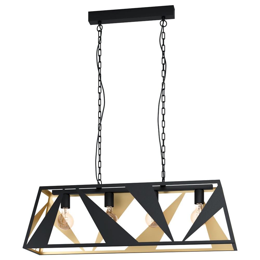 Eglo 39904 "TABLONCITO" 153,5 Cm Yüksekliğinde Çelik Siyah, Gold Sarkıt Avize