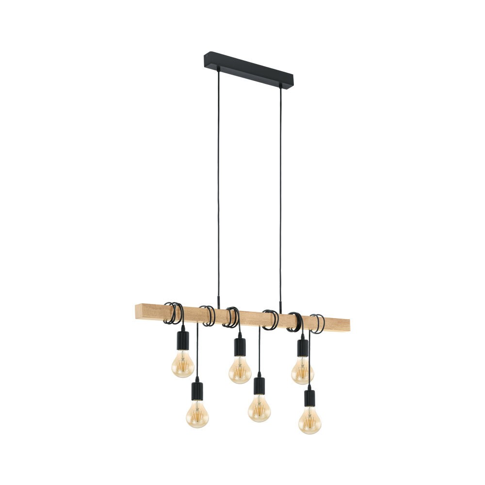 Eglo 95499 "TOWNSHEND" 110 Cm Yüksekliğinde Çelik, Ahşap Siyah, Kahverengi Sarkıt Avize
