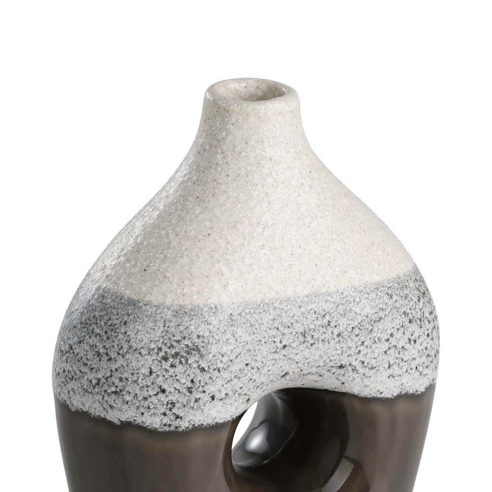 Eglo 421516 "IWATE" 18 Cm Yüksekliğinde Bej Siyah Seramik Vazo