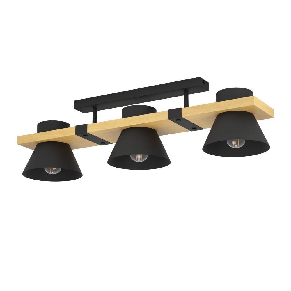 Eglo 43955 "MACCLES" 78 Cm Uzunluğunda Çelik, Ahşap Siyah, Kahverengi Tavan Armatürü