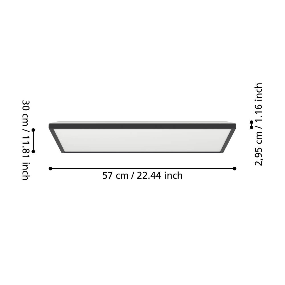 Eglo 901469 "ROVITO-Z" 57 Cm Uzunluğunda Siyah Plastik Led Panel Ip44