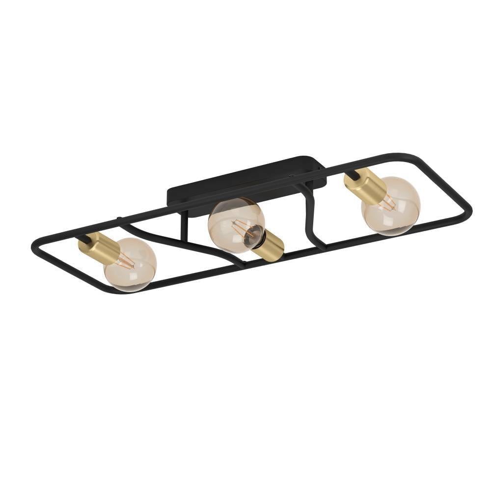 Eglo 900367 "MESSINARO" 72 Cm Uzunluğunda Çelik Siyah, Fırçalanmış Pirinç Tavan Armatürü