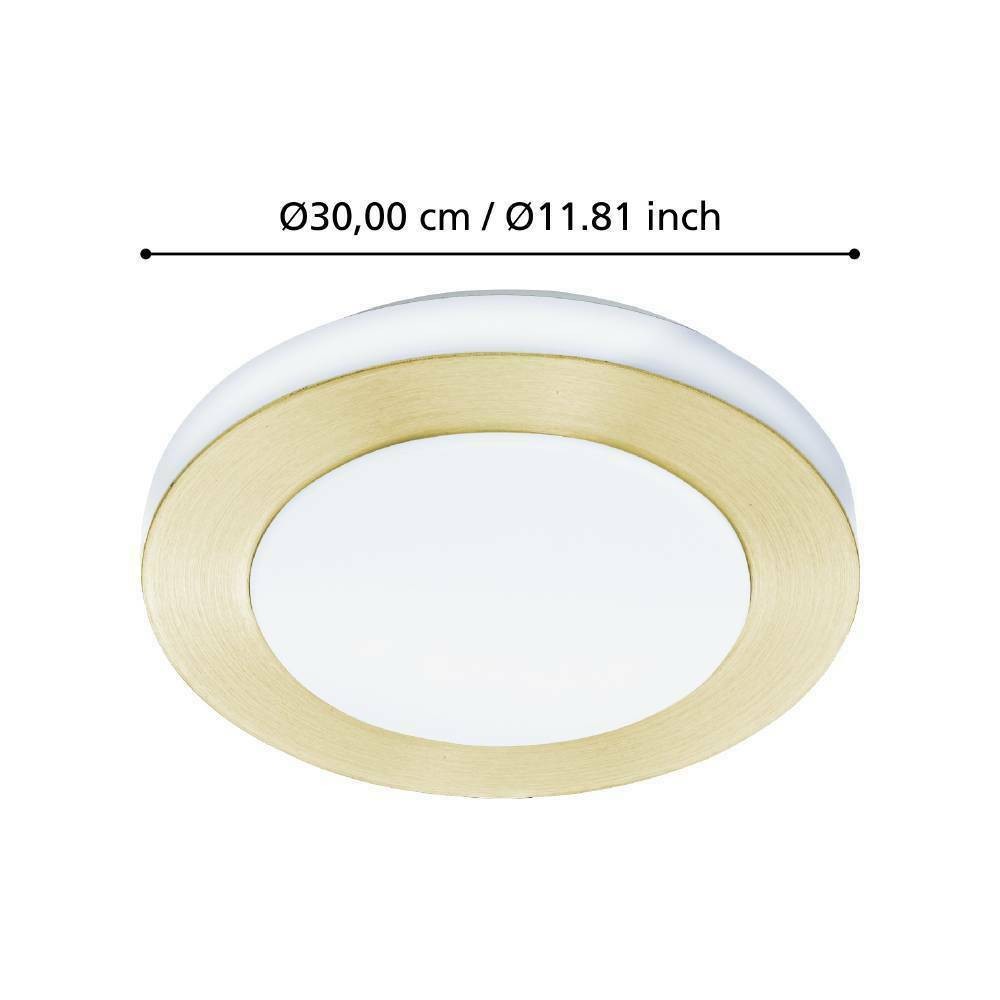 Eglo 900369 "LED CARPI" 30 Cm Çapında Çelik Fırçalanmış Pirinç, Beyaz Duvar Tavan Armatürü Ip44