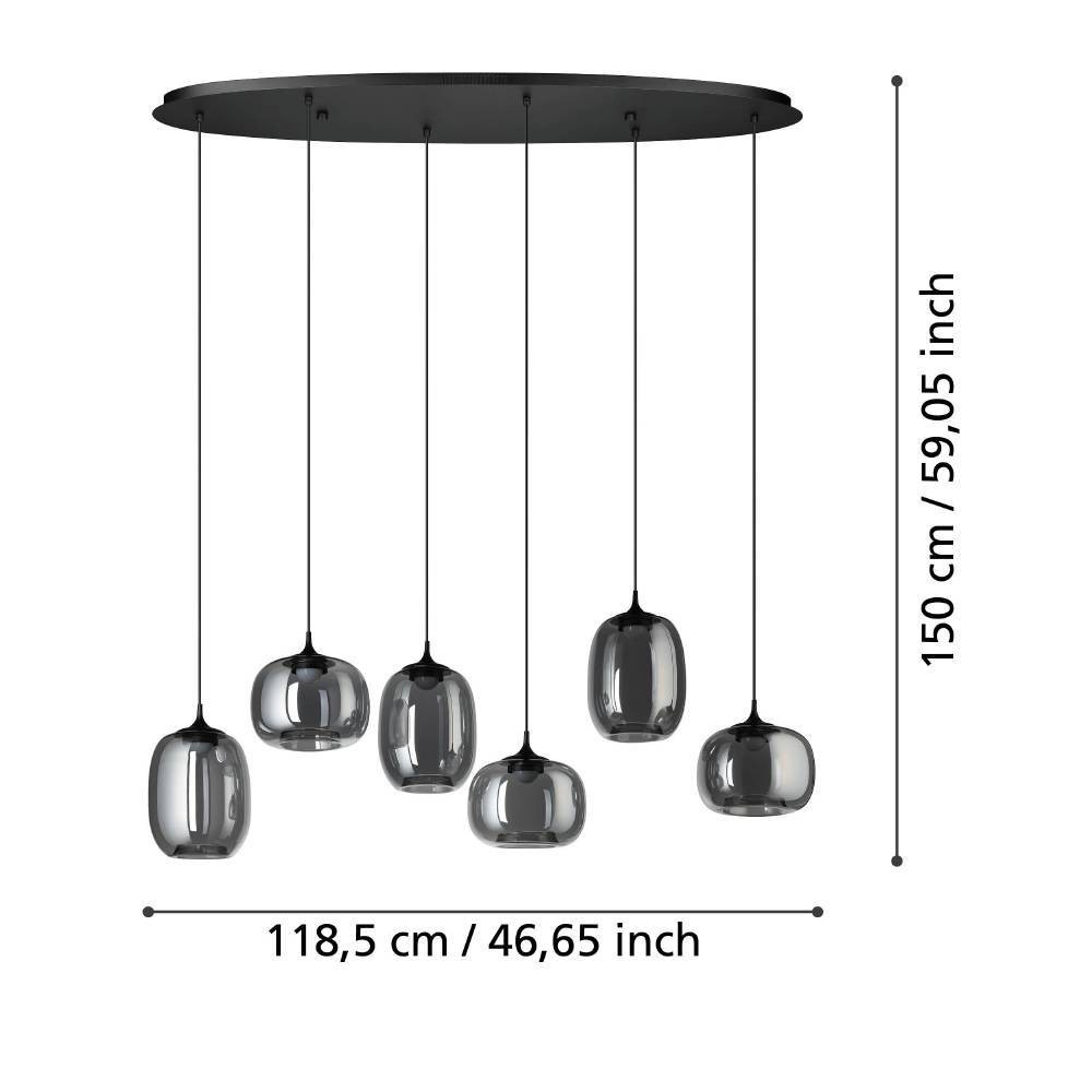 Eglo 390415 "LARVA" 150 Cm Yüksekliğinde Çelik Siyah Sarkıt Avize