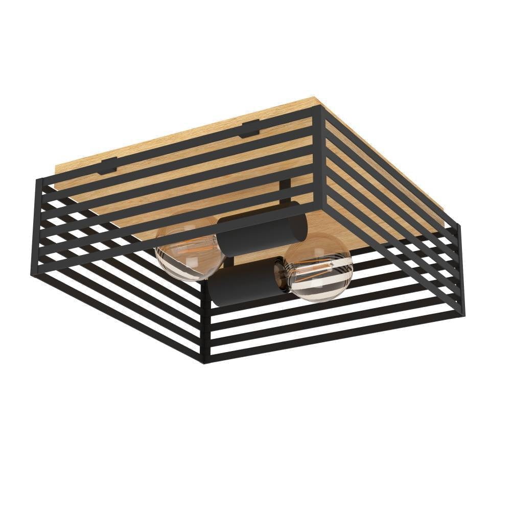 Eglo 390163 "CIDRAZ" 36 Cm Uzunluğunda Çelik, Ahşap Siyah, Kahverengi Tavan Armatürü