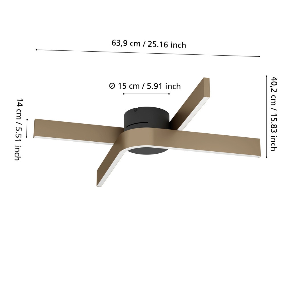 Eglo 901863 "FOLCINO-Z" 64 Cm Uzunluğunda Bronz Siyah Alüminyum Çelik Tavan Armatürü