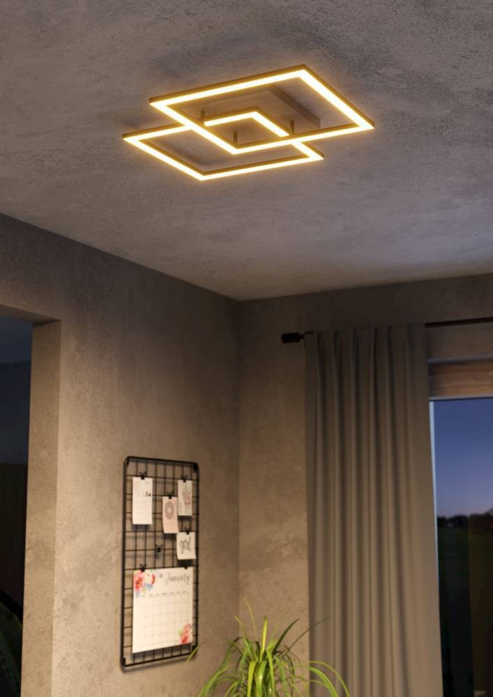 Eglo 901744 "LOMALTAS-Z" 77 Cm Uzunluğunda Çelik, Ahşap Siyah, Kahverengi Tavan Armatürü