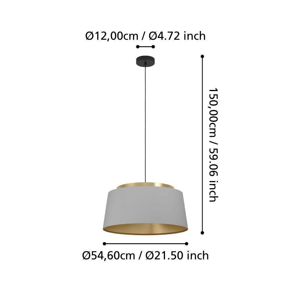 Eglo 390173 "ALMERIMAR" 150 Cm Yüksekliğinde Çelik Siyah, Fırçalanmış Pirinç Sarkıt Avize
