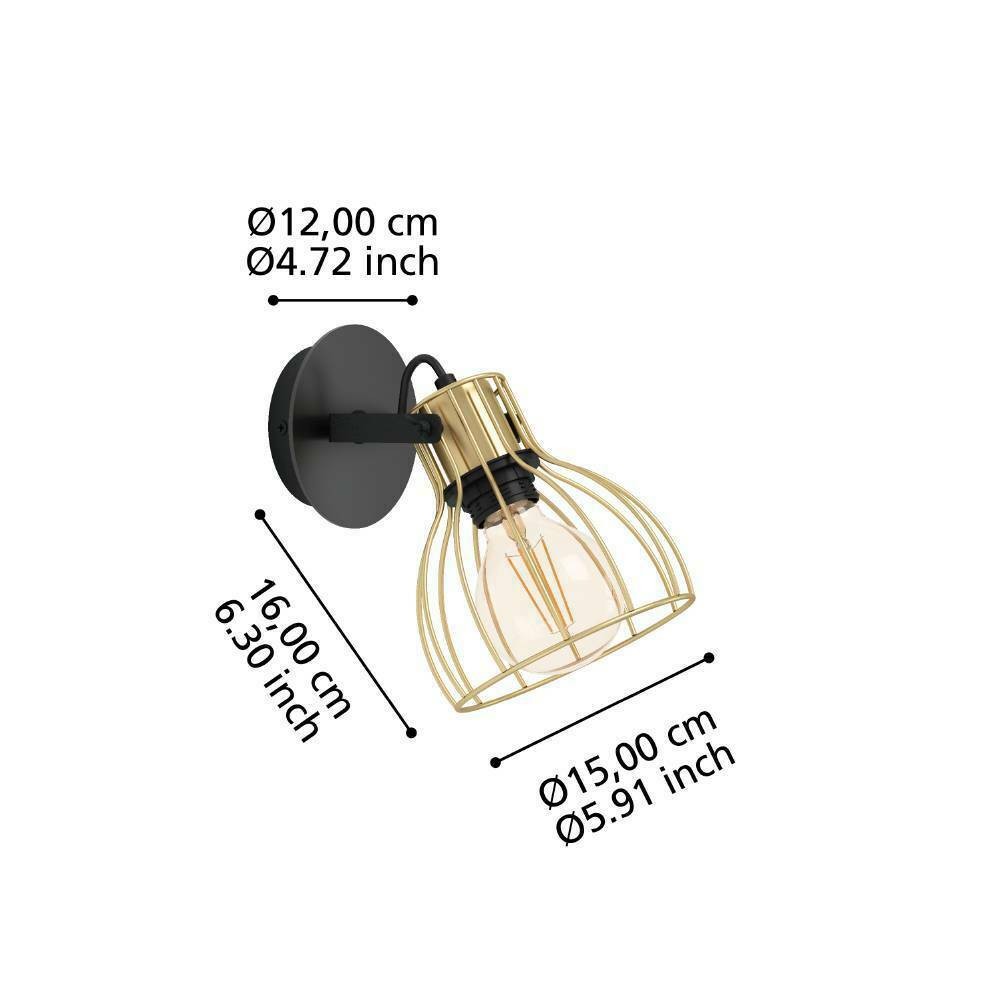 Eglo 900382 "SAMBATELLO" 1X40W Çelik, Ahşap Siyah, Fırçalanmış Pirinç Sıva Üstü Spot