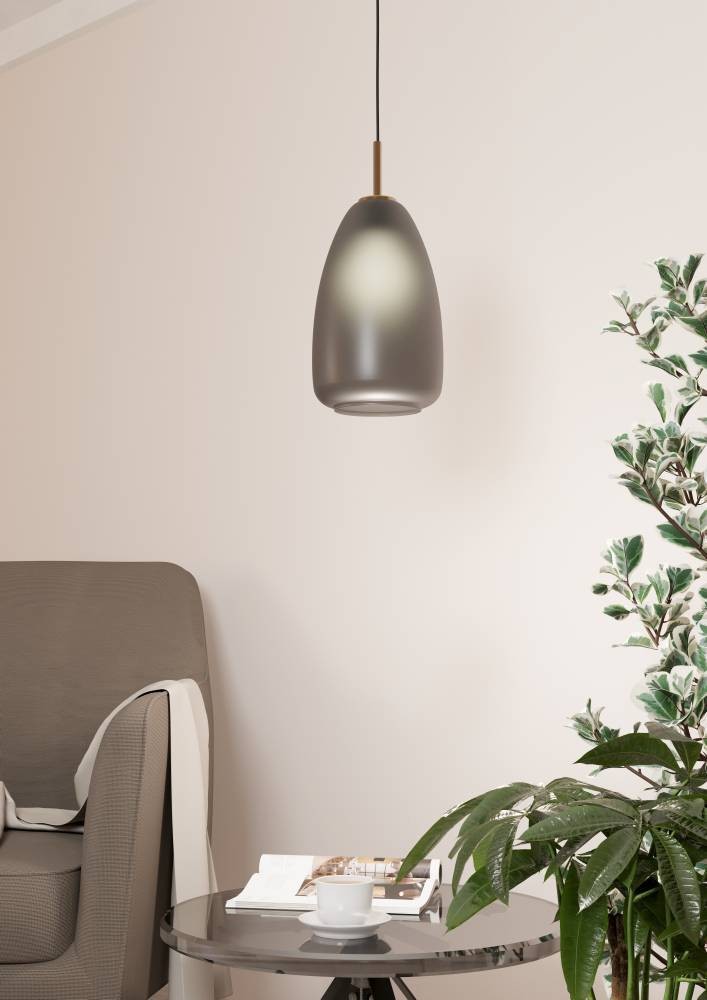 Eglo 900506 "ALOBRASE" 110 Cm Yüksekliğinde Çelik Siyah, Fırçalanmış Pirinç Sarkıt Avize