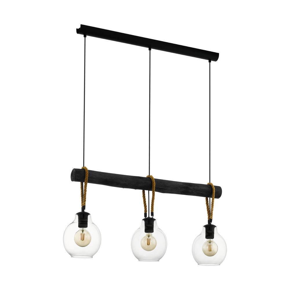 Eglo 43618 "RODING" 110 Cm Yüksekliğinde Çelik, Ahşap Siyah, Kahverengi Sarkıt Avize
