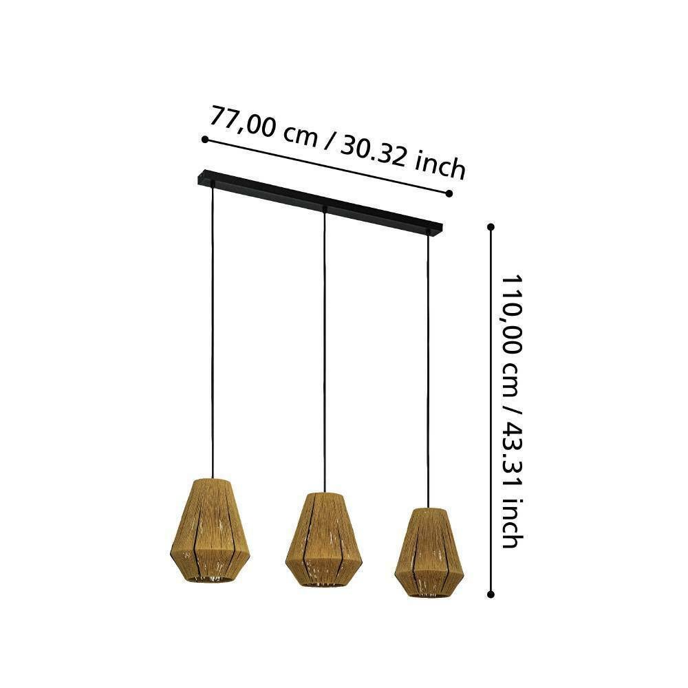 Eglo 43786 "ALDERNEY" 110 Cm Yüksekliğinde Çelik Siyah Sarkıt Avize