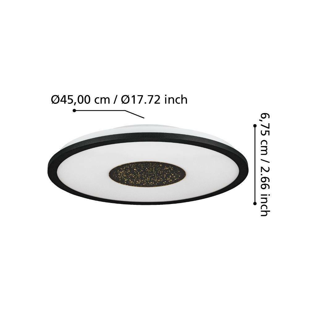 Eglo 900558 "MARMORATA" 45 Cm Çapında Alüminyum, Çelik Siyah, Beyaz Led Panel