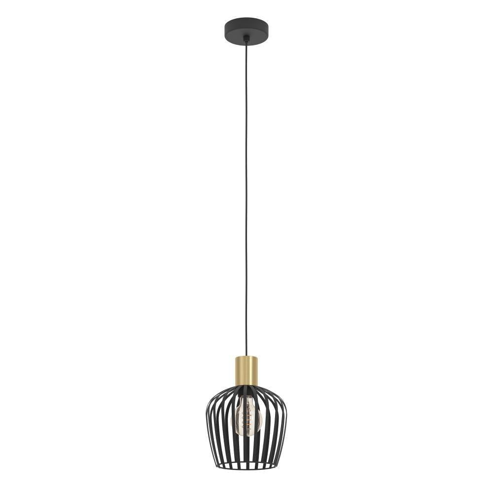 Eglo 901036 "EMPOLI" 110 Cm Yüksekliğinde Çelik Siyah, Fırçalanmış Pirinç Sarkıt Avize
