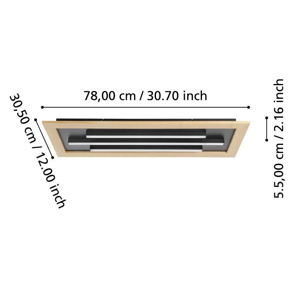 Eglo 900604 "TIRRENARA" 78 Cm Uzunluğunda Çelik, Ahşap Siyah, Kahverengi Tavan Armatürü
