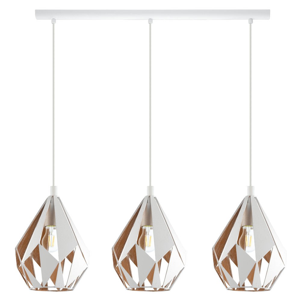Eglo 43002 "CARLTON 1" 110 Cm Yüksekliğinde Çelik Beyaz, Gold Sarkıt Avize
