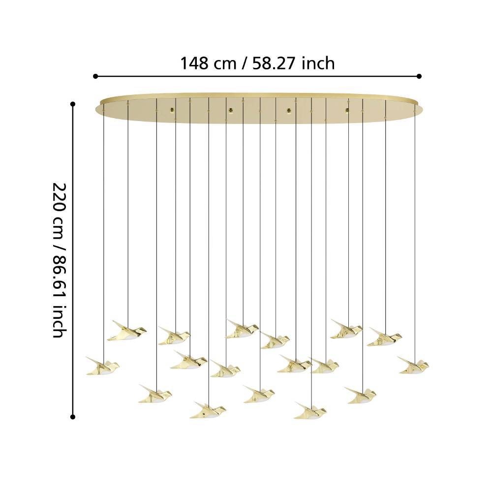 Eglo 390399 "PARATEBUENO 2" 220 Cm Yüksekliğinde Çelik Pirinç Sarkıt Avize
