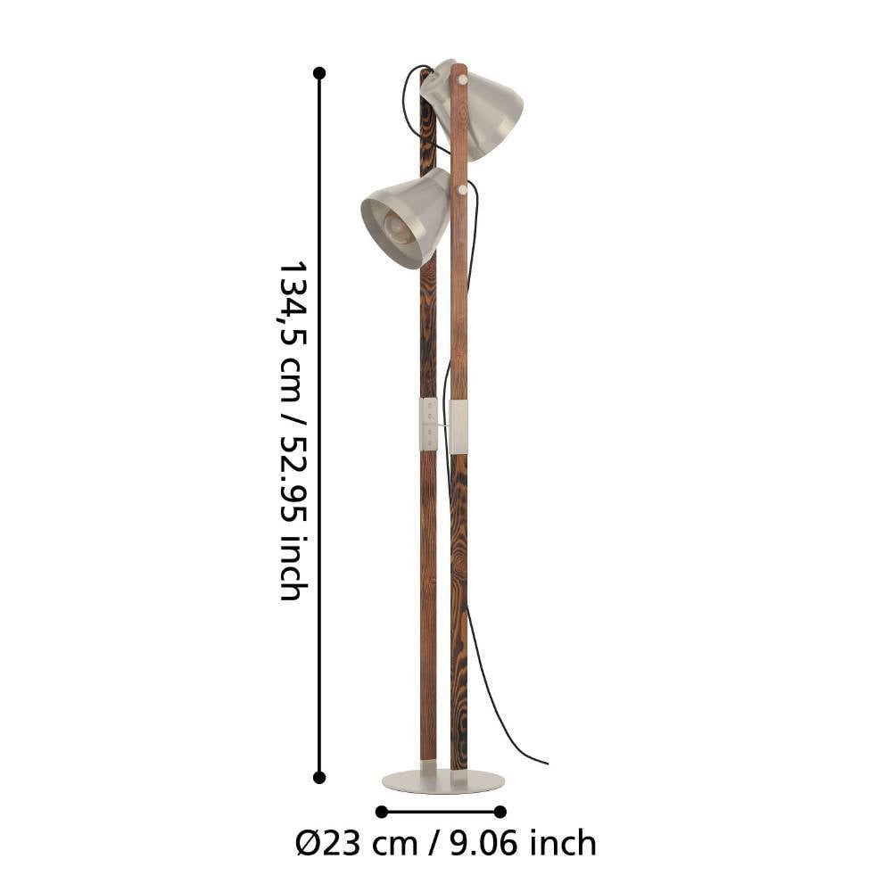 Eglo 43954 "CAWTON" 134,5 Cm Yüksekliğinde Çelik, Ahşap Köşe Lambası Lambader
