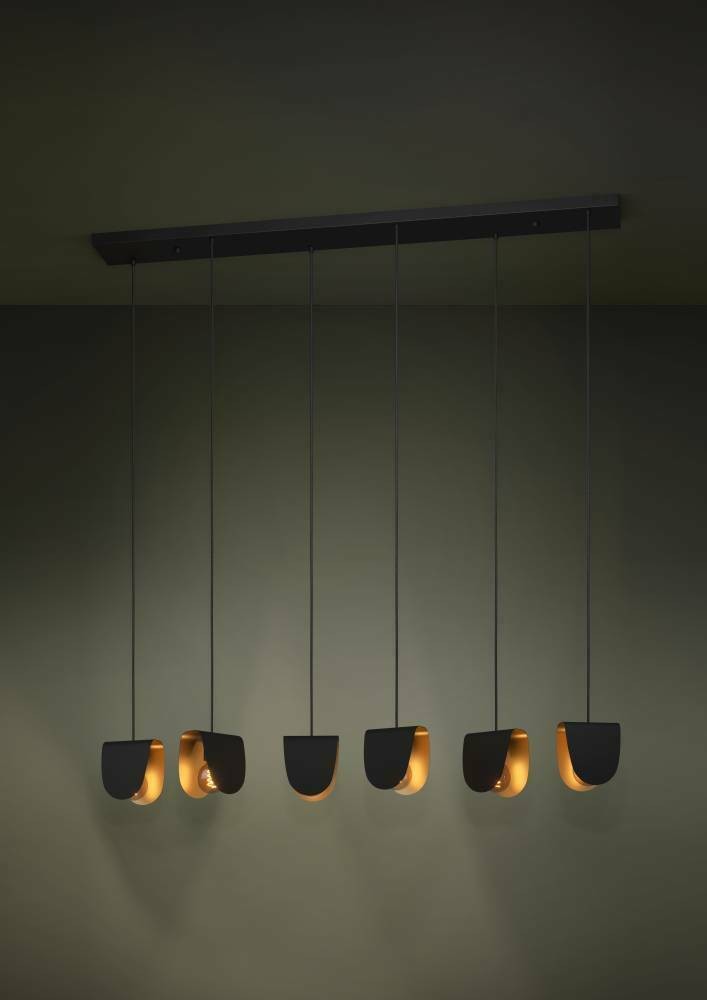 Eglo 390184 İç Mekan " Serenara " Siyah, Altın Renk Dökme Çelik Sarkıt Lamba Ip20 E27 Max: 6X40W En: 138 Cm