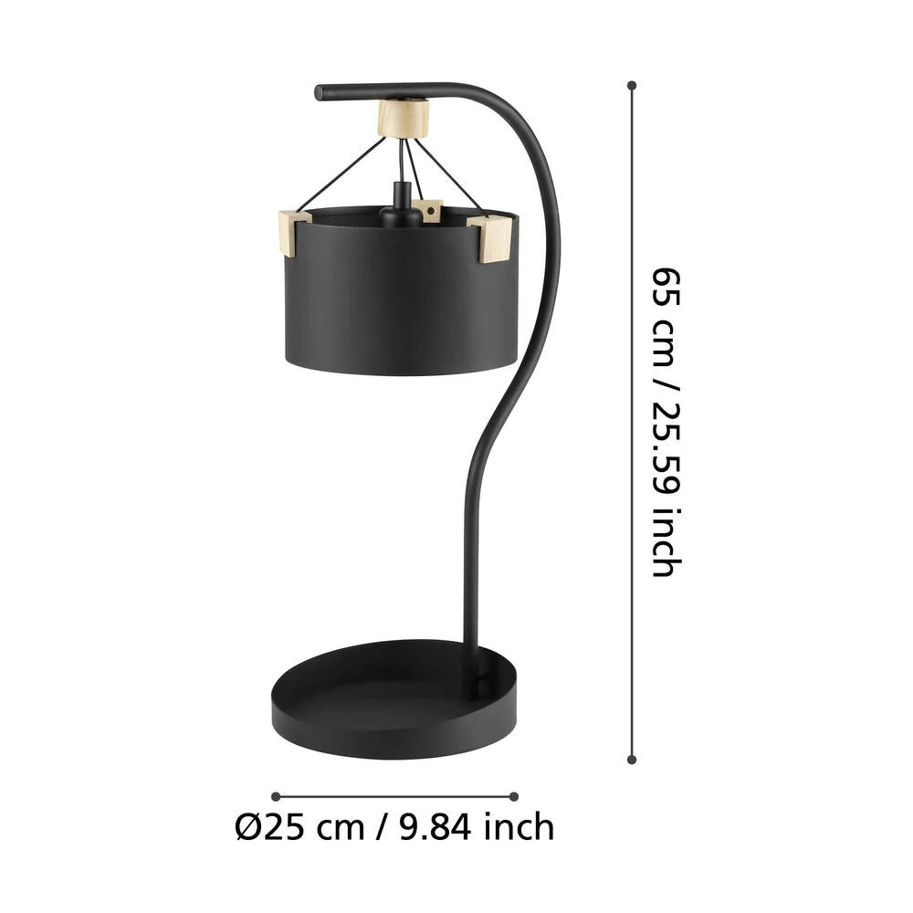 Eglo 39946 "POTOSI" 65 Cm Yüksekliğinde Siyah Çelik Masa Lambası