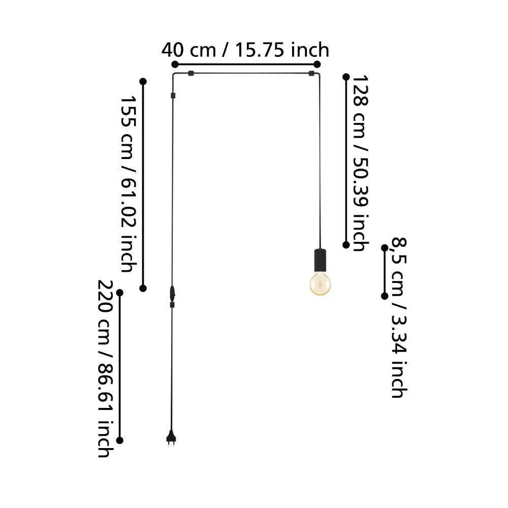 Eglo 900976 "PINETINA" 128 Cm Yüksekliğinde Çelik Siyah Sarkıt Avize