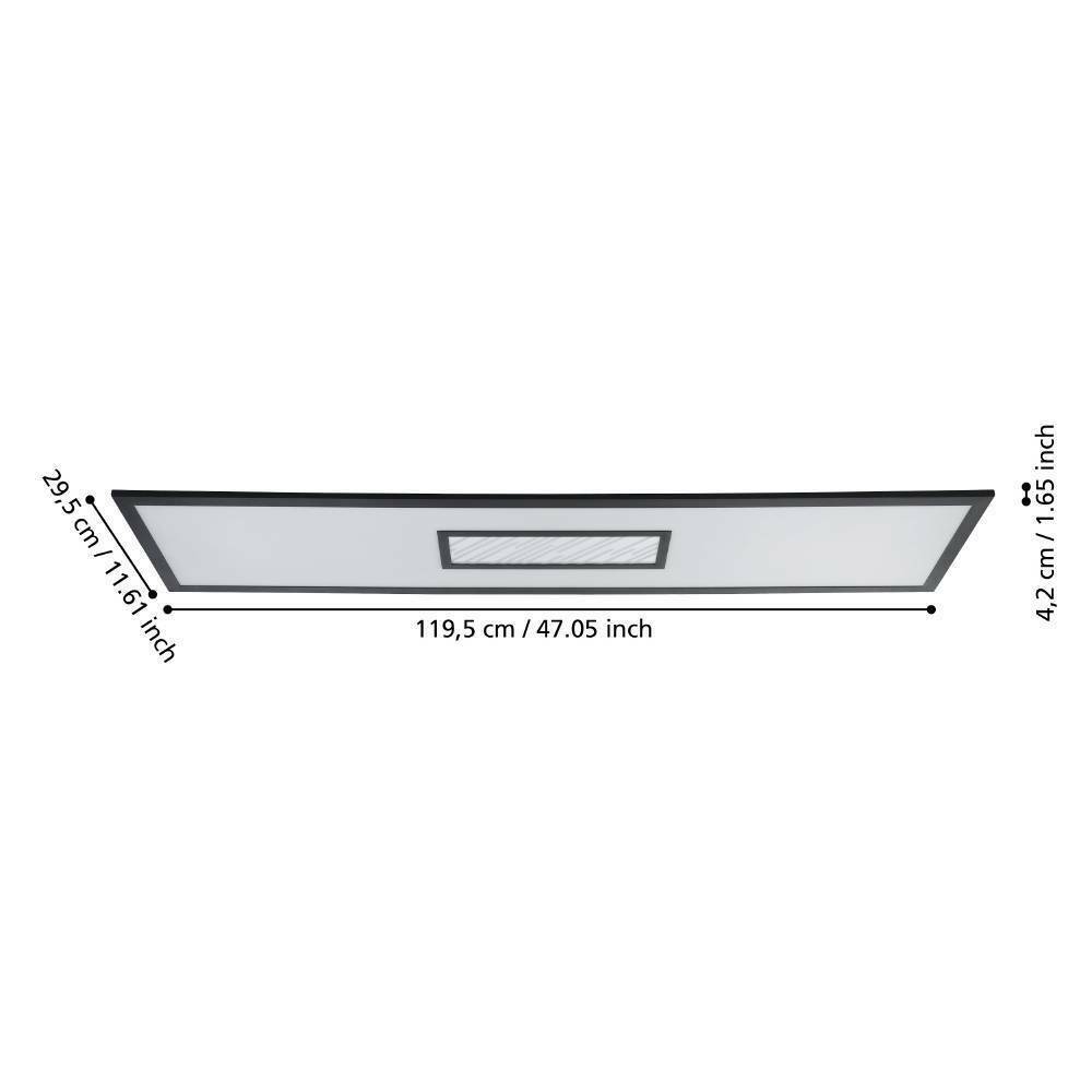 Eglo 900573 "BORDONARA" 119,5 Cm Uzunluğunda 29,5 Cm Genişliğinde Alüminyum, Çelik Siyah, Beyaz Led Panel RGB