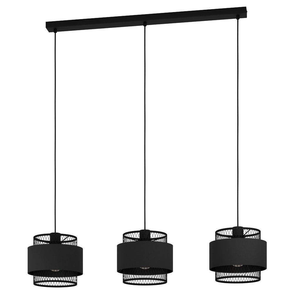 Eglo 43669 İç Mekan " Bazely " Siyah Renk Dökme Çelik Sarkıt Lamba Ip20 E27 Max: 3X40W En: 99 Cm