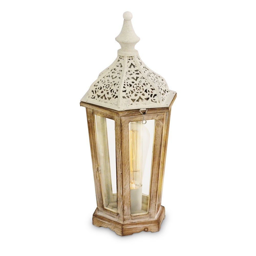 Eglo 49278 "KINGHORN" 40,5 Cm Yüksekliğinde Çelik, Ahşap Masa Lambası