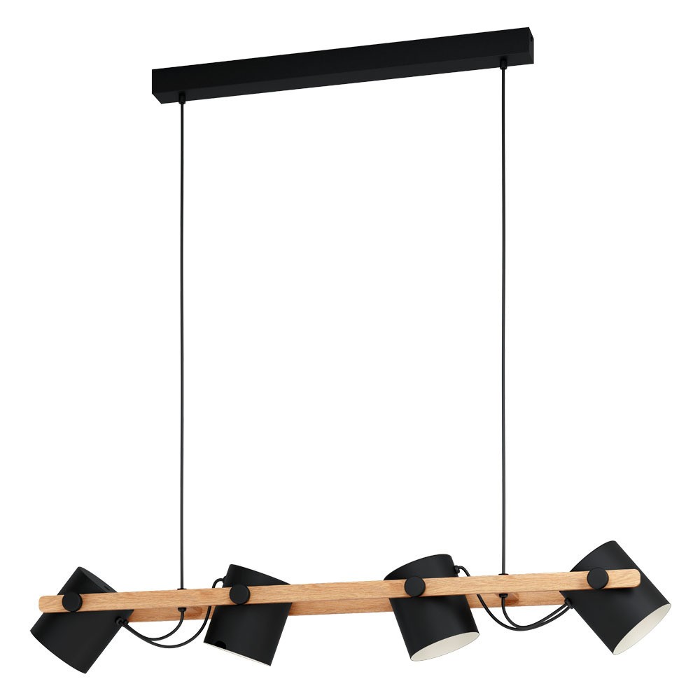 Eglo 43424 "HORNWOOD" 110 Cm Yüksekliğinde Çelik Siyah, Krem Sarkıt Avize
