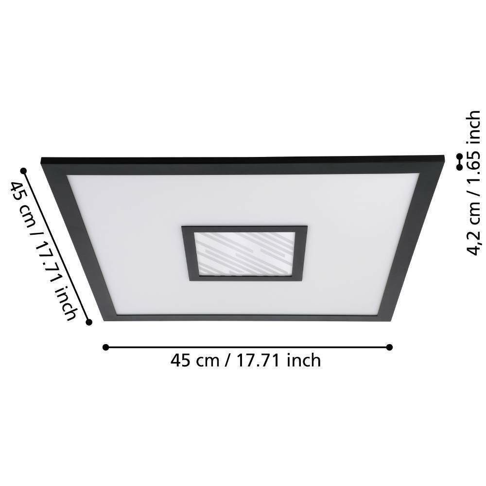 Eglo 900571 "BORDONARA" 45 Cm Uzunluğunda 45 Cm Genişliğinde Alüminyum, Çelik Siyah, Beyaz Led Panel RGB