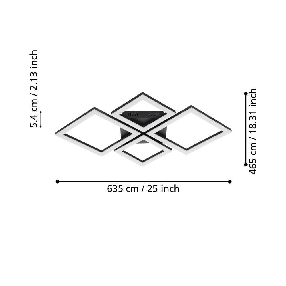 Eglo 900318 "PARANDAY-Z" 47 Cm Uzunluğunda Çelik Siyah Tavan Armatürü