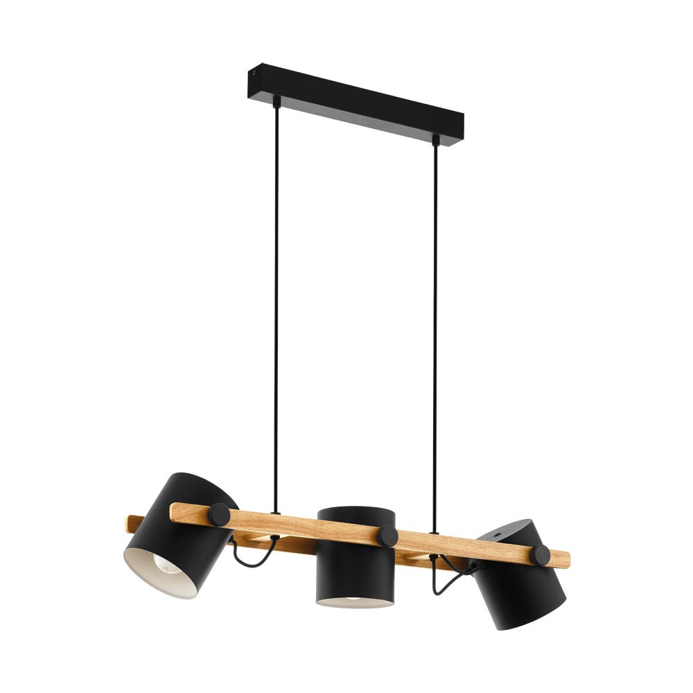 Eglo 43045 "HORNWOOD" 110 Cm Yüksekliğinde Çelik Siyah, Krem Sarkıt Avize
