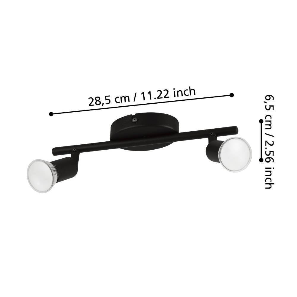 Eglo 32429 "BUZZ-LED" 2X2,8W Çelik Siyah Sıva Üstü Spot