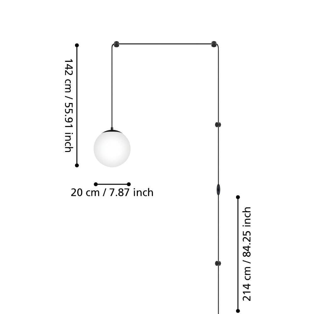 Eglo 900977 "RONDO 3" 142 Cm Yüksekliğinde Çelik, Plastik Siyah Sarkıt Avize