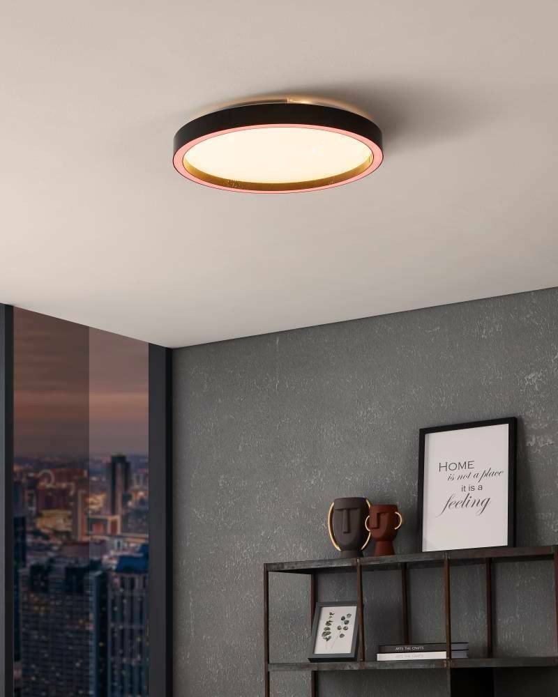 Eglo 900411 "MONTEMORELOS-Z" 42 Cm Çapında Alüminyum Siyah Tavan Armatürü RGB